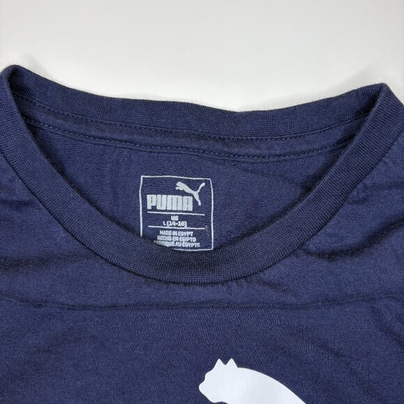Puma Core Logo Basic Athletic Crewneck Short Sleeve Tee‎ Boys Large (14-16) Navy - Picture 2 of 9